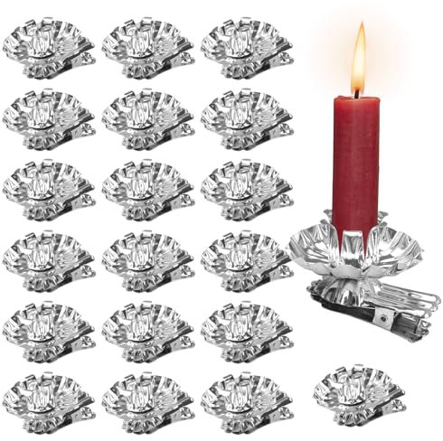 MytaYt 20 Stück Kerzenhalter Weihnachtsbaum Baumkerzenhalter Vintage Kerzenhalter Christbaumkerzenhalter mit Clip Traditionelle Kerzenzwicker für Hochzeit Feier Party Weihnachten Dekoration(Silber)