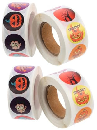Vaguelly 4rollen Halloween Aufkleber Selbstklebende Runde Etiketten Für Halloween Deko Gruselige Und Lustige Designs Für Verzieren Von Geschenken Und Partytüten