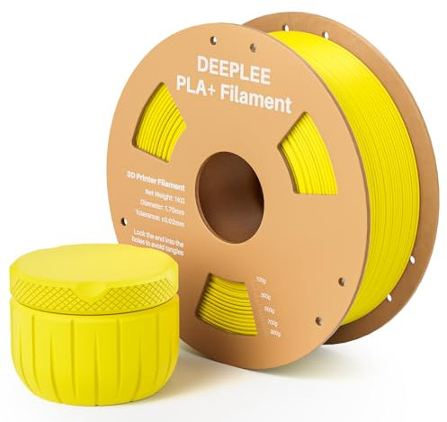 DEEPLEE PLA+ Filament 1.75mm, PLA Plus 3D Drucker Filament, Maßgenauigkeit +/- 0,02 mm, Filament 3D-Druckmaterialien, Gelb 1kg (2,2lbs)