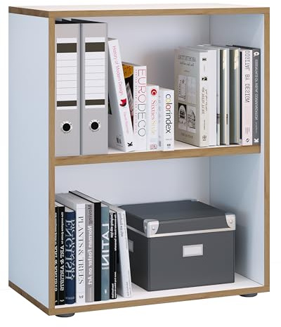 VCM Büroregal 60x33x74 cm 2 Fächer Standregal Bücherregal Aktenregal | Offener Stauraum für Ordner, Akten und Bücher - Arbeitszimmer oder Studierzimmer - Berufstätige und Studierende -