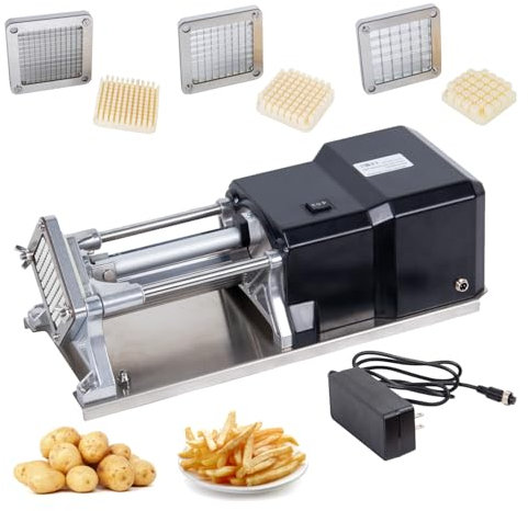 Rismanor Electric Commercial French Fry Cutter Machine With 3 Size Stainless Steel Replaceable Blades Professional Potato Chipper Blades Dicer For Potatoes And Vegetables