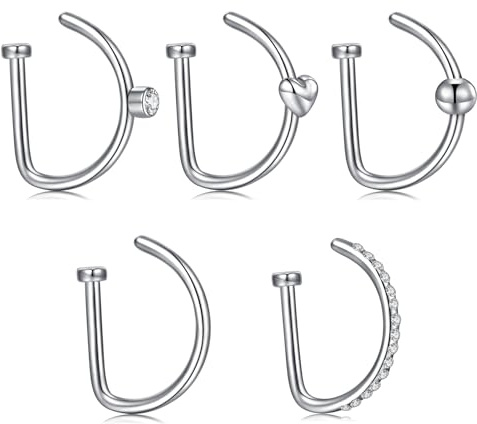 Briana Williams Faux Anneaux de Nez Acier Inoxydable pour Lèvre Nez Non Perçant Faux Cerceau de Boucle Oreille