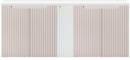 Lomadox Armoire de salle de bain, sous vasque, 140 cm, en cachemire et blanc, façade rainurée