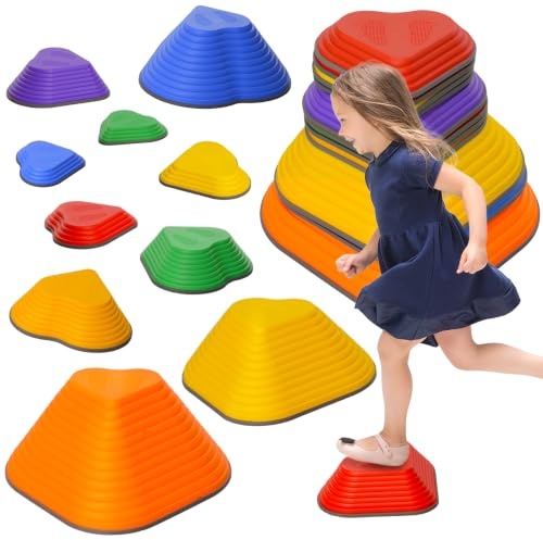 AIYAPLAY Balanciersteine für Kinder Rutschfeste Stapelsteine in Herzform | 11 Stück,Sensorisches Spielzeug,für Kinder 3-8 Jahren,Trittsteine für Gleichgewicht,Motorik & Fantasie,Drinnen Draußen