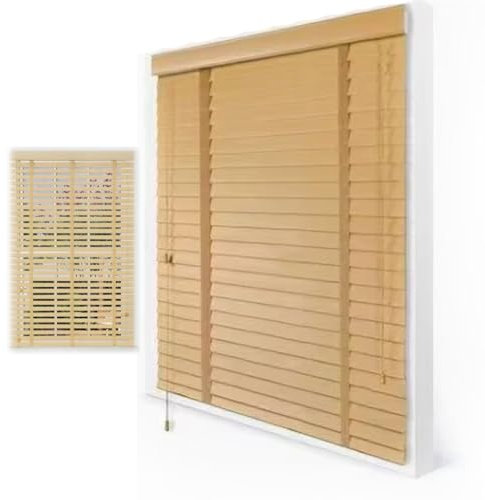 Holz Jalousie Holzjalousie Horizontale Venezianische Jalousette 40x100cm 60x120cm 85x175cm 100x200cm 5cm Lamellen Jalousien Massivholz für Bad Küche Schlafzimmer(80x180cm)