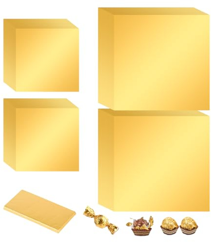 elthmpr Alufolie Gold Schokoladen Pralinen Verpackung - 200 Stück Verpackung für Schokolade, Pralinen Papier 10cm 20cm Folie Papier Wrapper für Süßigkeiten, Hochzeitsfeiern, Geburtstagsfeiern