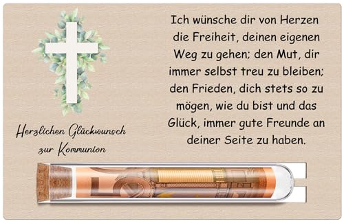 Otuuz Kommunion Geldgeschenk Verpackung Kreuz Kommunionskarte aus Holz