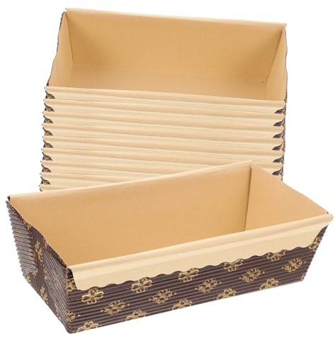 MOLUCKFU 25pcs Square Corrugated Paper Loaf Pans Disposable Baking Paper Loaf Molds Thickened Heat-Resistant Cake Baking Liners Coffee Color Suitable for Oven and Chiffon Cake