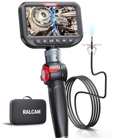Ralcam Dual Lens Articulating Borescope Camera with Light, Slim Probe