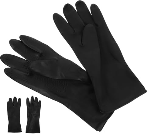 Haarfärbehandschuh 2 Paar Schwarz aus Gummi Kunststoff, Friseurhandschuhe | Handschuhe Haare Färben, Griffige Struktur, Wiederverwendbar und Waschbar, für Damen und Herren