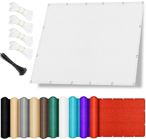 Voile D’Ombrage Rectangulaire 190 x 270 cm, Respirant HDPE Protection 98% UV, Anti-Âge, Bâche Dombrages, Voiles Solaire pour Balcon Terrasse Exterieur Patio Piscine, Blanc