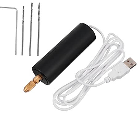NUOBESTY Mini Taladro Eléctrico USB Recargable para Joyería y Bricolaje, Herramienta Rotativa Portátil de 5v para Perforación Manual, Taladro de Mano Profesional, Kit Compacto para Uso