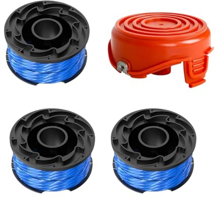 Lyshujli A6441 Trimmer Replacement Spool 0.065 40ft Strimmer Spool Lines Compatible with Black & Decker GL315, GL337, GL350, GL650, GL651, GL652, GL653, GL655, GL656 (3 Spools+1 Cover)