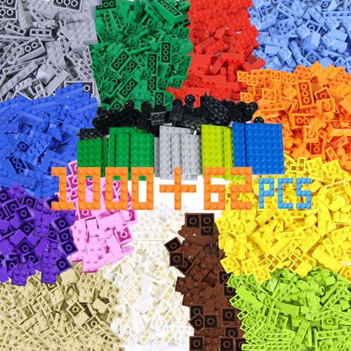 Cabeeskii 1062 piezas clásicas, bloques de base clásicos, compatibles con todas las marcas principales. Además, se incluyen ruedas y 16 pequeñas placas de base de construcción