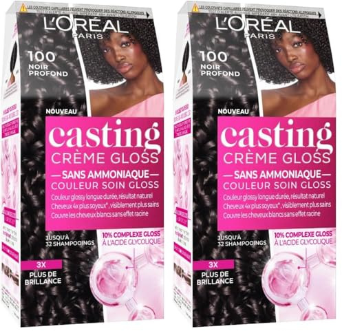 L’ORÉAL PARIS - Coloration Cheveux Semi-Permanente Ton sur Ton - Couleur Soin Gloss - Sans Ammoniaque - Casting Crème Gloss - Nuance : Noir Profond (1.0)