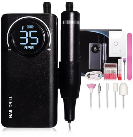 Taladro eléctrico for uñas de 35000RPM, taladro for con velocidad ajustable, cabezal molienda Metal, herramienta for , máquina for pulir Sa(DMJ-UV-201-Black)