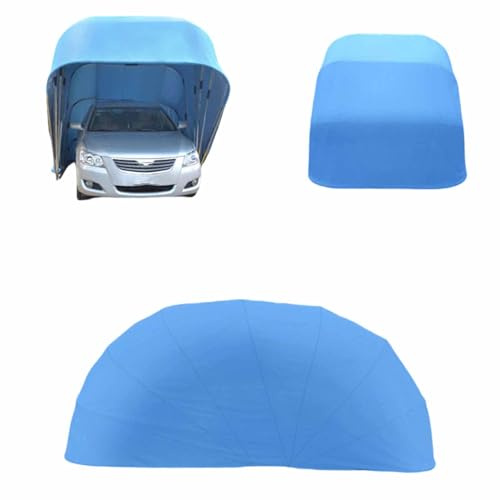 Toldo retráctil Plegable para Coche, cochera de Acero Inoxidable con Cerradura de combinación metálica, Garaje portátil Resistente, para Aparcamiento de Camiones(Blue,5.9x2.5x2.45m)