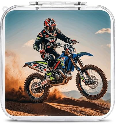 Sport Motorcycle Motocross Racing Theme Switch Game Case Switch Game Holder Cartridge Case Storage 12 Games & 2 Micro Sd Card Slots, Travel Carry Cases, Portable Games Card Storage, Hard Shell, Buckle