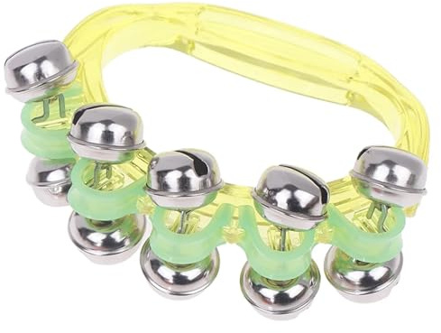 10 Stück doppelreihige Metall-Schellen, handliche Halbmond-Tamburine, Musikinstrument for Glockenspielzeug FüR Party Schule(Yellow)