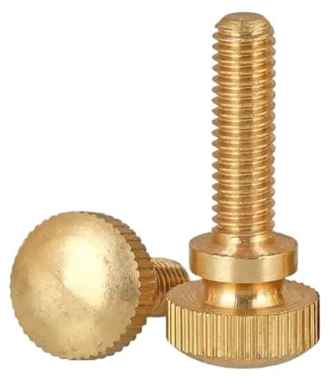 2 vis à main moletées à tête haute M8 en laiton for boîtier d'ordinateur double couche(45mm)