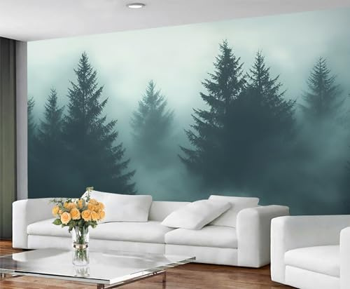GIVLWF Waldtapete und Wanddekoration, Nebelwald, Schlafzimmertapete, Naturtapete für Wohnzimmer, großes Wandbild – nicht selbstklebend