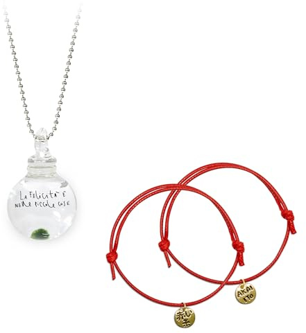 Marimino Original Edizione La Felicità, Bundle con Bracciali Filo Rosso del Destino (colore oro) Idea Regalo San Valentino