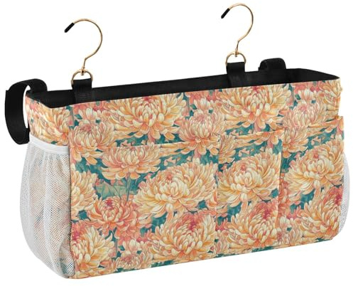 BCFHRGT Crisantemo giapponese Beauty Summer Flower Comodino Essentails Pocket comodino Storage Bag Hanging Organizer per occhiali, libri, telefoni cellulari e chiavi