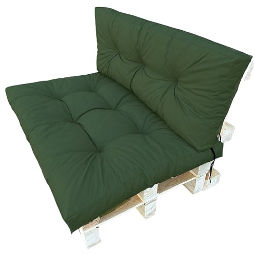 EDANTI Set di 2 Cuscini per Pallet da Giardino, Verde (Codura)