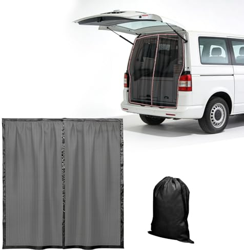 cimsfcor Mosquito Net Magnetic for T5 T6, Magnetic Zip Fly Screen Compatible with VW T5 T6 T6.1 Rear Door, 155 x 146CM, Ventilation, Sun Protection (Magnetic Edges)