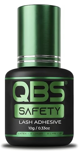 QBS SAFETY Lash Glue for Eyelash Extensions | Individual Eyelash Glue (10g) | Hypoallergenic Super Adhesive for Sensitive Eyes, Strong Bonding Lasts Up to 2 Weeks, Black