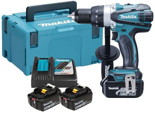 MAKITA 18V taladro destornillador - 3 pilas BL1850 5.0Ah - 1 cargador rápido DC18RC - DDF458RT3J