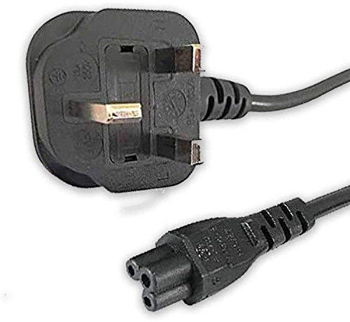 UK Plug to Clover Leaf Mains Power Cable/Lead - IEC C5 H05VV-F 0.75mm² 3G 13A - Works with TV/Printer/PC/Projector and other Appliances - Length: 2M / 6.5 Ft