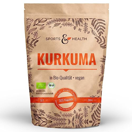 Bio Kurkuma Kapseln - 300 Curcuma Kapseln hochdosiert 4320mg reines Kurkuma + Bio Schwarzer Pfeffer Pro Tagesdosierung - Abgefüllt In Deutschland