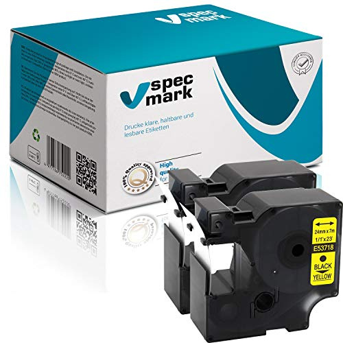 specmark Schriftband D1 53718 24 mm x 7 m 2 Stück Schwarz auf Gelb
