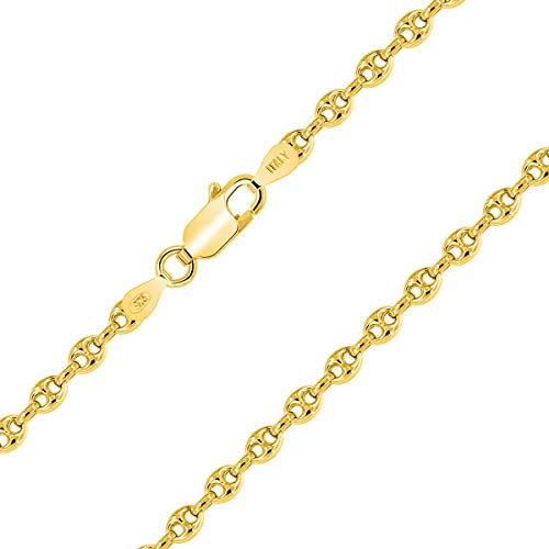 PLANETYS - Kaffeebohne Bohnenkette 925 Sterling Silber 18K Vergoldet Kette - Halskette - 2.5 mm Breite Längen 70 cm