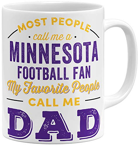 OM3® Minnesota-Fan Tasse - Keramik Becher - American Football Mug - 11oz 325ml - Beidseitig Bedruckt - Weiss