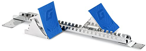 Gill Athletics S2 startblock 20 cm höga gjutna aluminiumpedaler – designad för hög nivå spår- och fälttävling – pedaler har fyra vinkeljusteringar – inkluderar 3 cm pyramidspikar – kungsblå