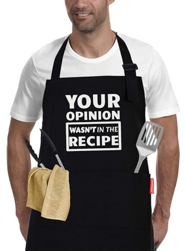 APRONPANDA Funny Cooking Aprons for Men and Women Chef, Adjustable BBQ Grill Apron with Pockets - Birthday, Thanksgiving, Christmas Gifts for Women, Wife, Husband, Mum, Dad