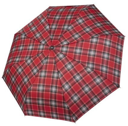 Doppler Schirm, Rot, Kariert, 27 cm