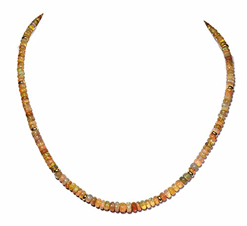 Opal Kette - Edelopal-Kette - Steinkette - 925 Silber vergoldet