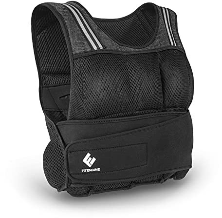 FitEngine Gewichtsweste | Herausnehmbare Gewichte - bis zu 10 kg | Mit 36 Sandsäcken à 540g, funktionale Passform | Schweißabweisend, für Workouts wie Jogging, Push-ups, Pull-ups, Plank Holds etc.