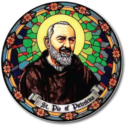 St. Padre Pio suncatcher stained glass window sticker reusable 6 inch sun catcher