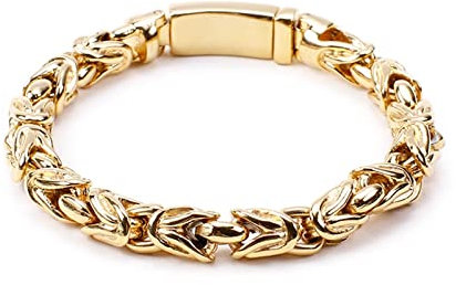 Bishilin Charm Armbänder Edelstahl, Armband Herren Königsarmband Breit 8MM mit Steckschließe Partnerarmband Gold Armband Charms für Männer