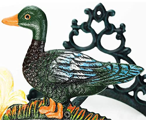 HKMA Soporte de Manguera de jardín de Hierro Fundido Resistente, Soporte de Manguera de Metal de Pato Encantador, Colgador de Manguera de Agua montado en la Pared