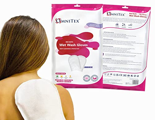 Omnitex Premium-Bett-Handschuhe, für Nass- und Badewannen, mikrowellengeeignet, mit Dimethikon-Barriere-Creme, Aloe Vera und Vitaminen, 10 Stück