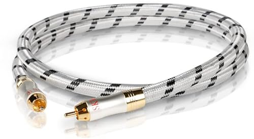 SKW Flagship Series Cinch auf Cinch-Audiokabel Digitales Koaxial kabel, Hochreines Kupfer mit versilberten RCA kabel mit OD:10mm für Highend HiFi Anlage - 1M