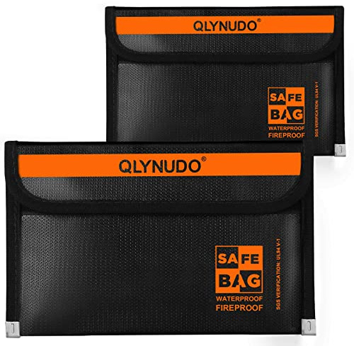 Portable Fireproof Money Envelopes for Cash and Document (8x5, Inside/External Size), 2-Pack Fireproof Money Bag with Waterproof Zipper, Large and Small Pouch Set, 3-Layers of Fireproof Material