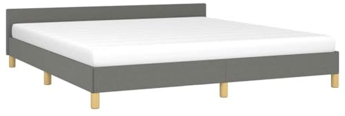 vidaXL Bettgestell mit Kopfteil, Bettrahmen mit Lattenrost, Bett Polsterbett mit Stützbeinen, Schlafzimmerbett Doppelbett, Dunkelgrau 180x200cm Stoff