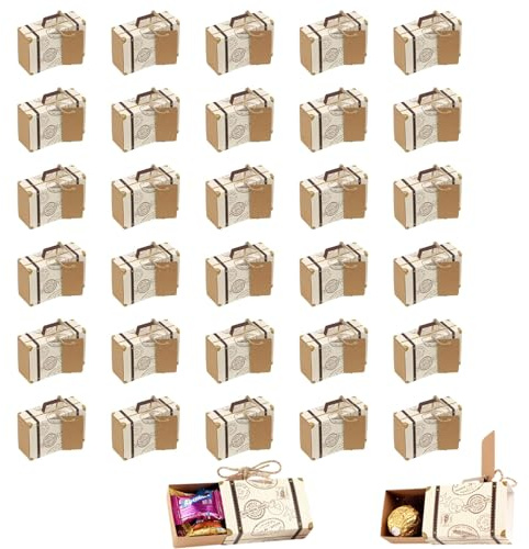 30 Stück Karton Geschenkboxen Braun, Geschenkboxen aus Kraftpapier, Geschenkbox Weihnachten, füR Hochzeit, Geburtstag, Party, Dekorations