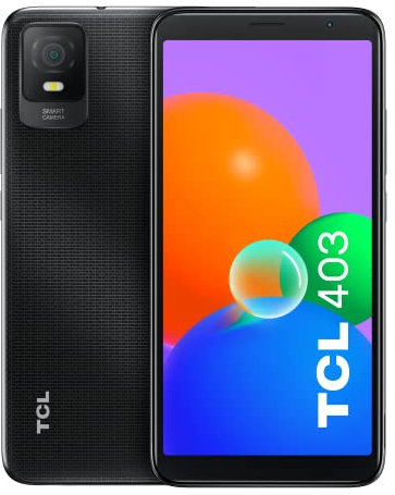 TCL 403 - Smartphone de 6 (2GB-32GB Ampliable MicroSD, Dual SIM, Cámaras 8MP+5MP, Batería 3000mAh, Android 12 Go Ed.) Negro